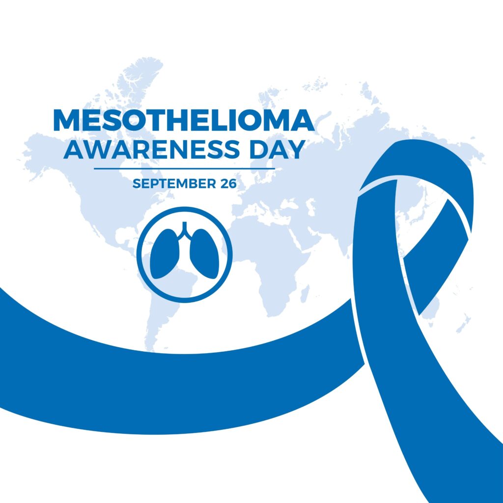 National Mesothelioma Awareness Day logo with blue ribbon and text "September 26th"