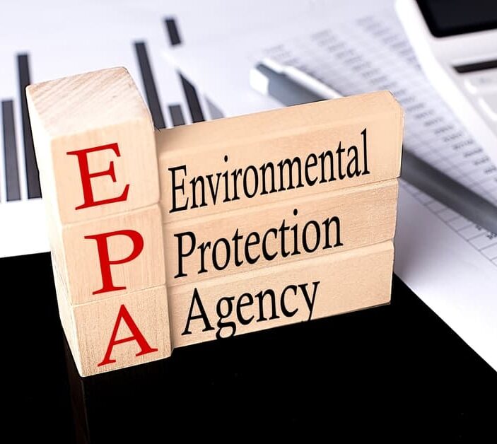 Word EPA made with wood building blocks