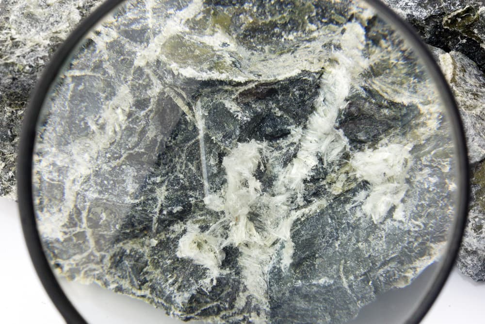 mineral asbestos viewed through a magnifying glass